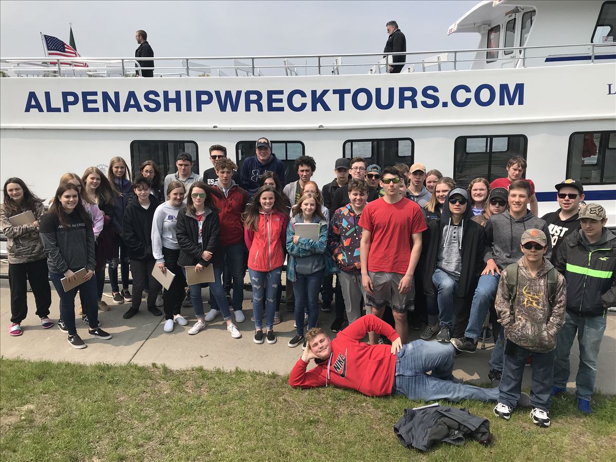 AHS Science in the Sanctuary Students explore Lake Huron aboard the Lady Michigan.