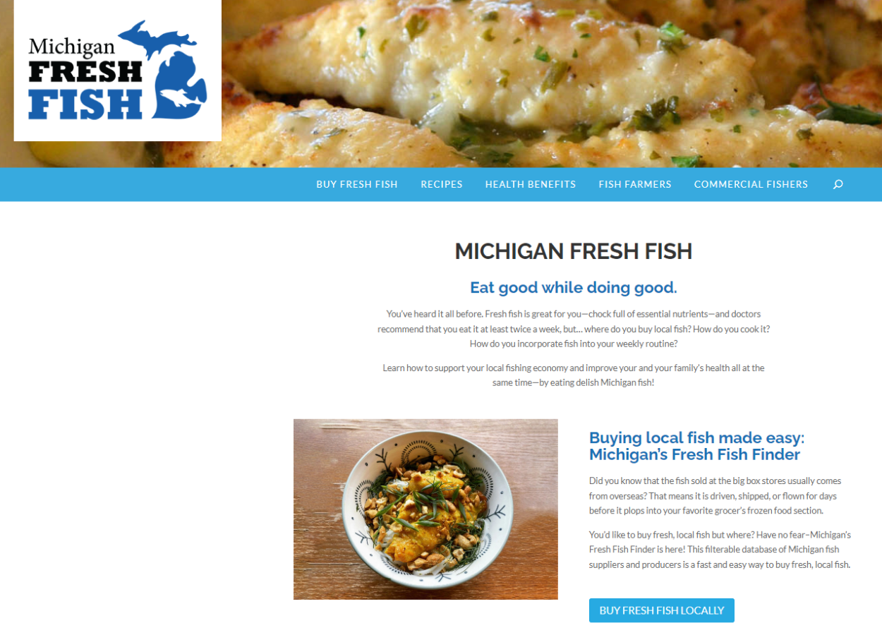 Michigan Fresh Fish Website Homepage